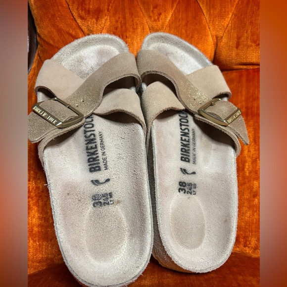 Birkenstock Sandals Womens 7.5 Siena Gold Metallic Tan  Buckle Cross Strap 38​ - Picture 6 of 10